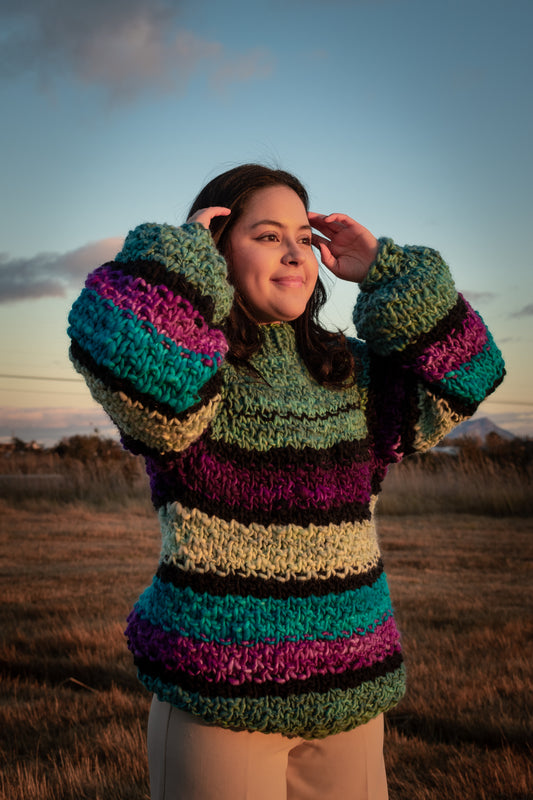 Kit de tejido. Patrón digital sweater circular con 1 kilo de lana incluida