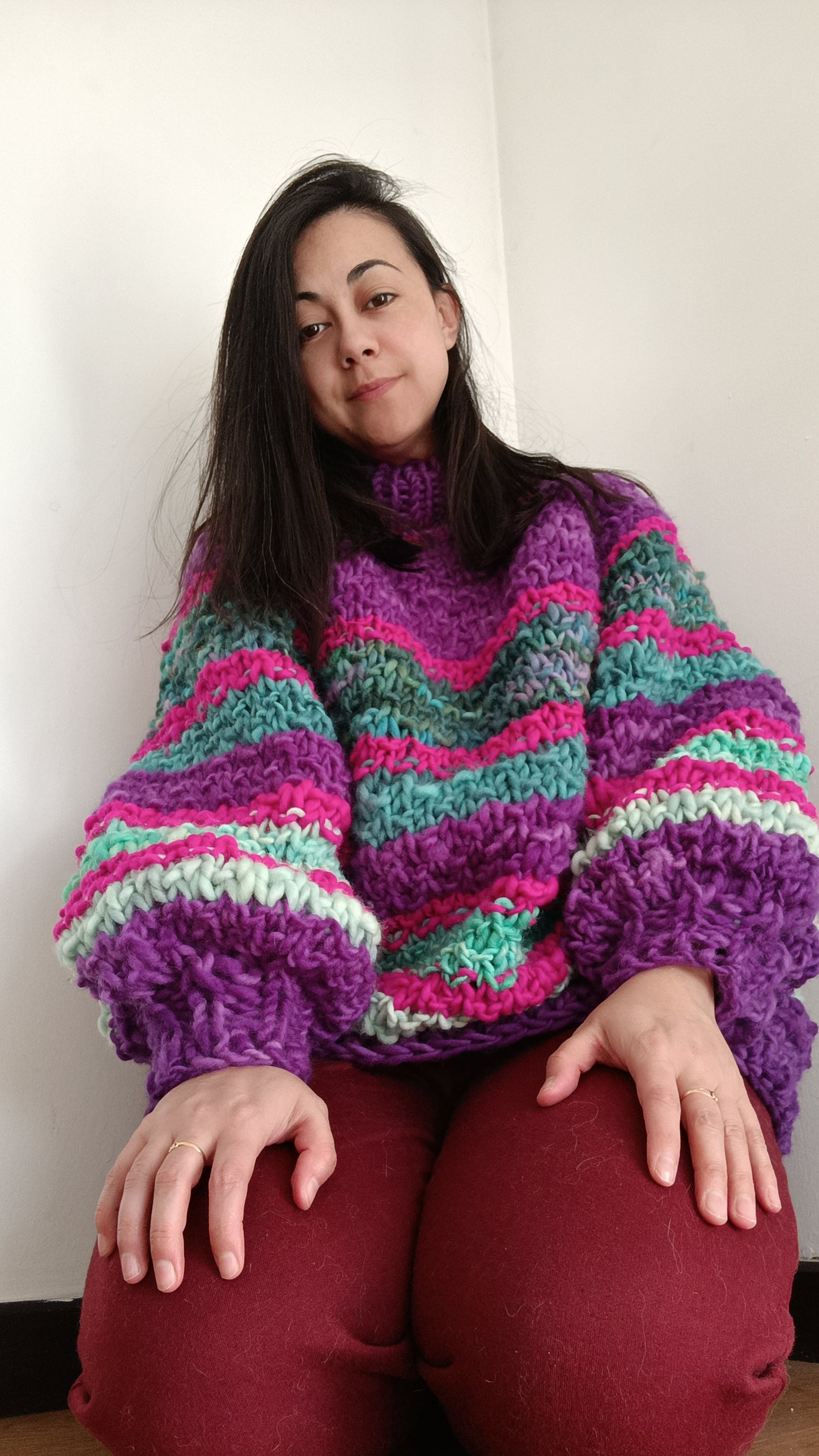 Kit de tejido sweater circular con 1 kilo de lana incluida