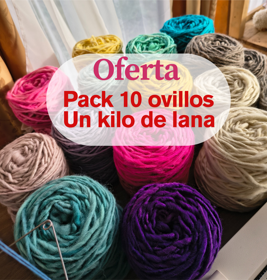 Pack 10 ovillos, un kilo de lana surtido
